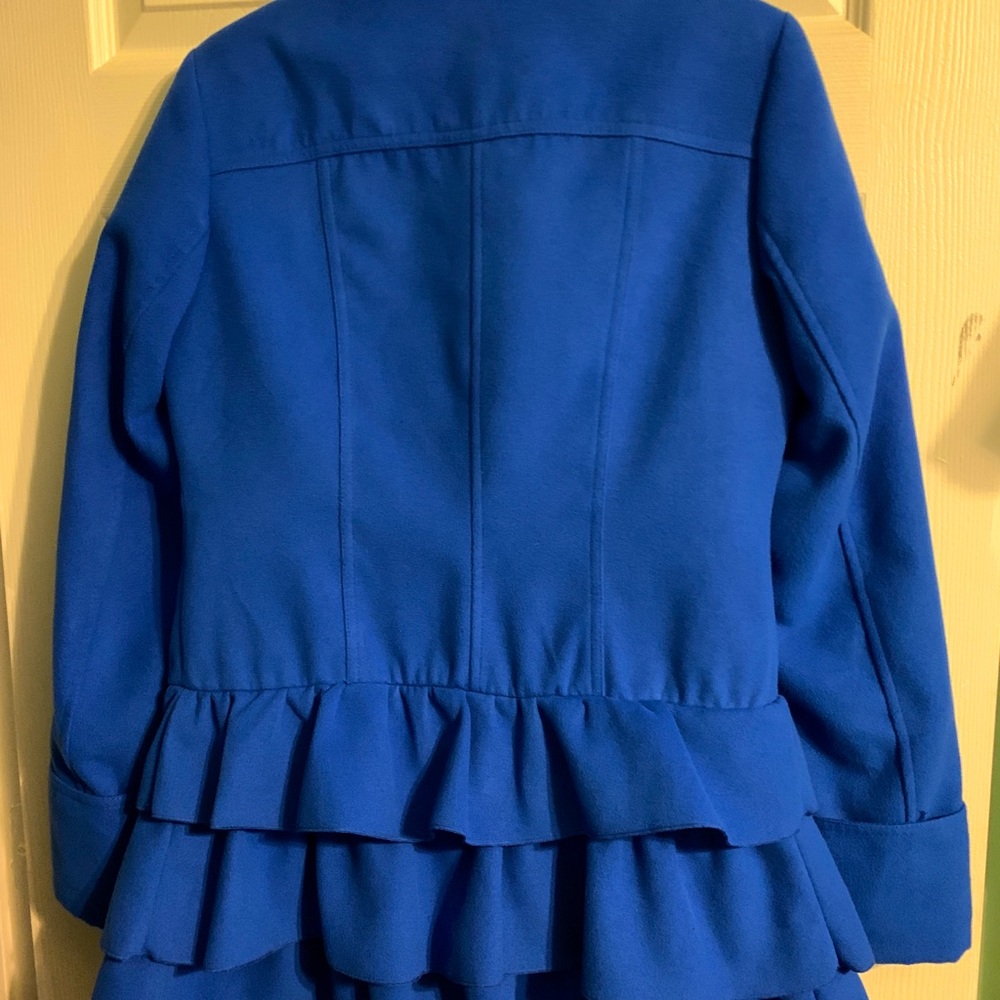 NWOT Xhilaration blue ruffle coat in MED